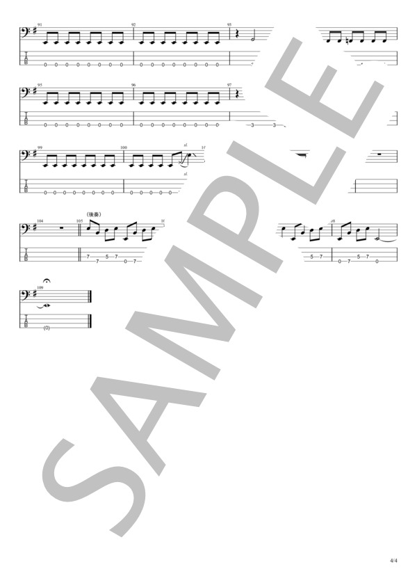 Mr.Darkness & Mrs.Moonlight (BUCK-TICK) / エレキベース 初〜中級 - サンプル譜面 4/4