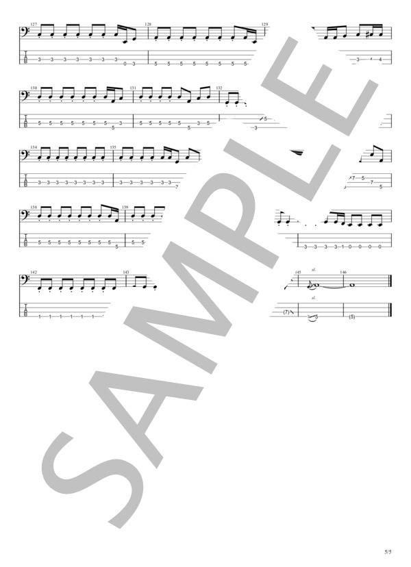 最後のHoly Night (杉山 清貴) / エレキベース 初〜中級 - サンプル譜面 5/5