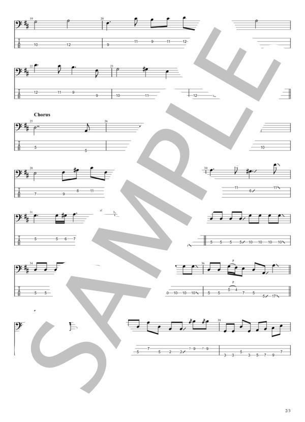 猫ちぐら (スピッツ) / エレキベース 初〜中級 - サンプル譜面 2/3