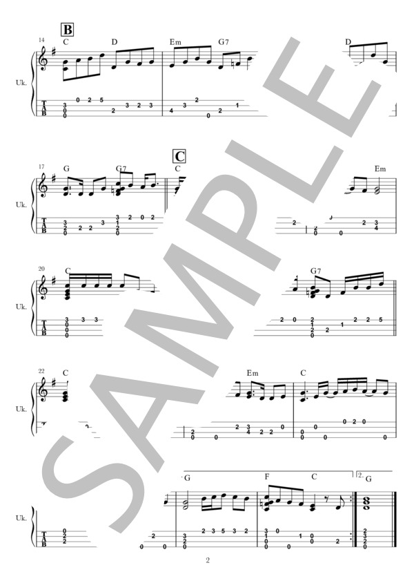 ヒロイン (back number) / ウクレレソロ 初〜中級 - サンプル譜面 2/2