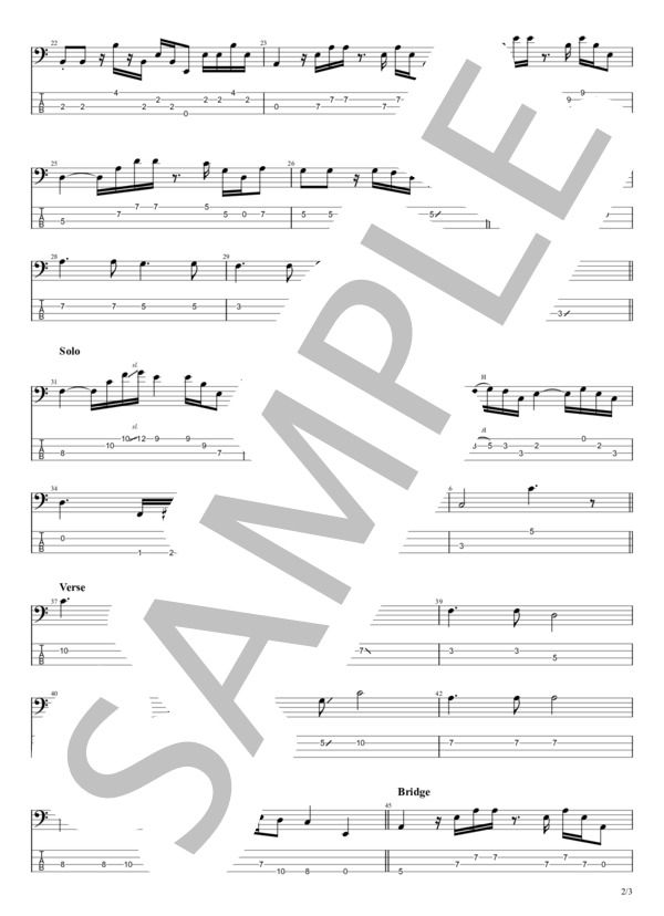 西海岸から (鄧 麗君（TERESA TENG）) / エレキベース 初〜中級 - サンプル譜面 2/3