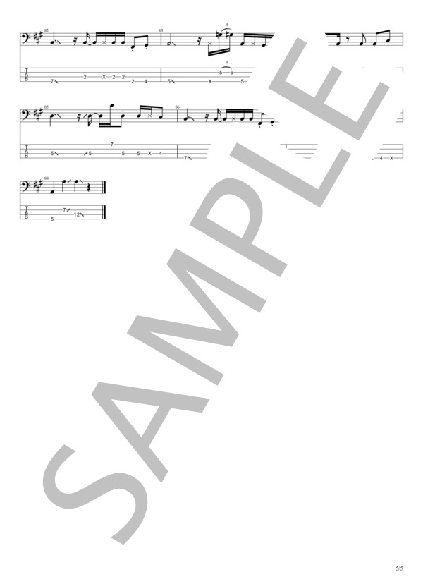 NO MORE MUSIC (OKAMOTO'S) / エレキベース 初〜中級 - サンプル譜面 5/5