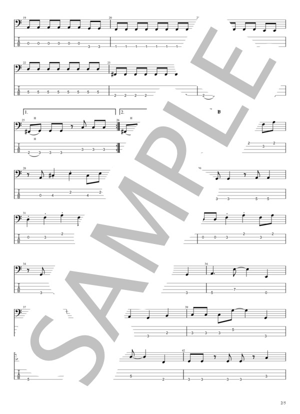 ハイウェイに乗る前に (BOOWY) / エレキベース 初級 - サンプル譜面 2/5