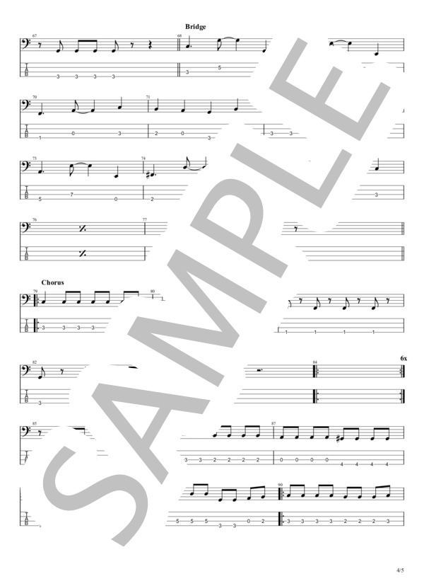 ハイウェイに乗る前に (BOOWY) / エレキベース 初級 - サンプル譜面 4/5