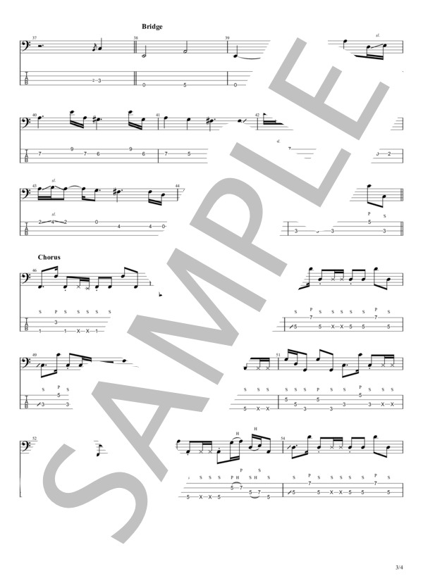 ノーサイド (松任谷 由実) / エレキベース 中級 - サンプル譜面 3/4