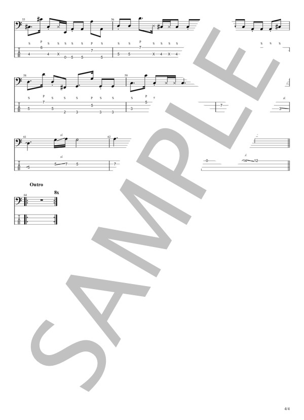 ノーサイド (松任谷 由実) / エレキベース 中級 - サンプル譜面 4/4