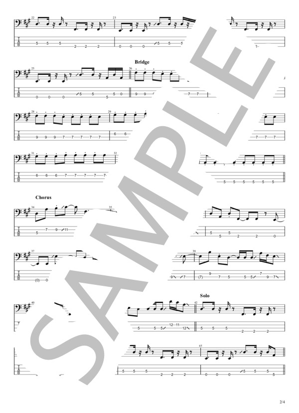 Misty (OKAMOTO'S) / エレキベース 初〜中級 - サンプル譜面 2/4