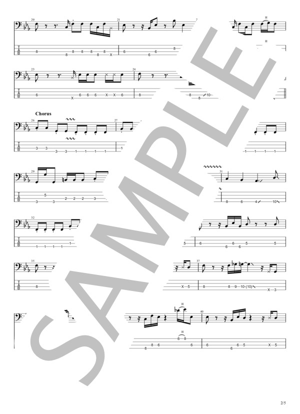 OK,Cheers! (chelmico) / エレキベース 中〜上級 - サンプル譜面 2/5