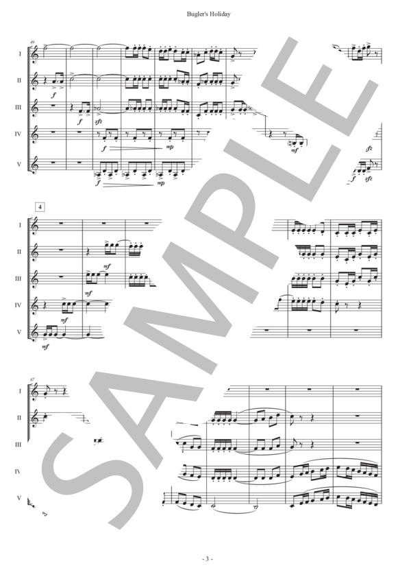 トランペット吹きの休日 (ルロイ・アンダーソン) / アンサンブル金管 初〜中級 - サンプル譜面 3/5