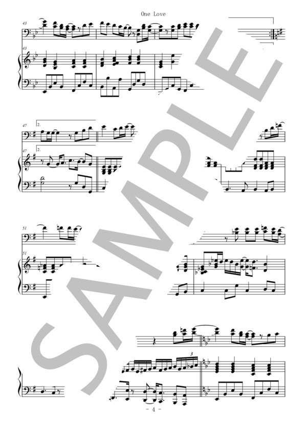 One Love(ファゴット＆ピアノ伴奏） (嵐) / 中〜上級 - サンプル譜面 4/5