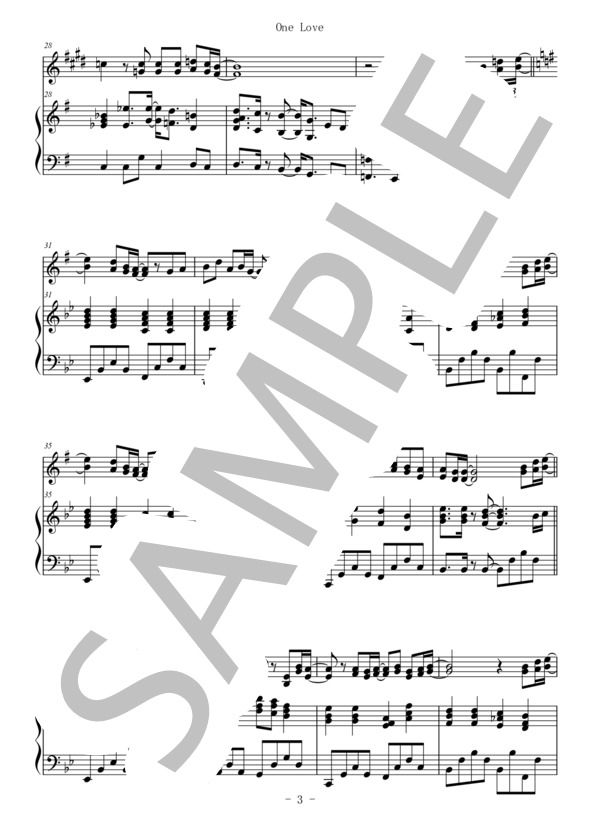One Love(バリトンサックス＆ピアノ伴奏） (嵐) / 中〜上級 - サンプル譜面 3/5