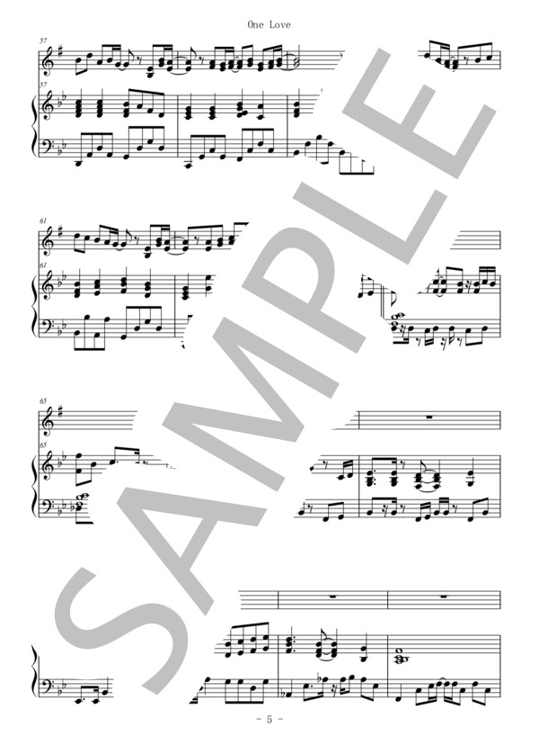 One Love(バリトンサックス＆ピアノ伴奏） (嵐) / 中〜上級 - サンプル譜面 5/5