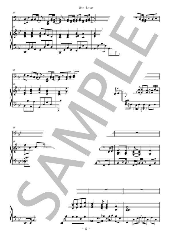 One Love(チューバ＆ピアノ伴奏） (嵐) / 中〜上級 - サンプル譜面 5/5