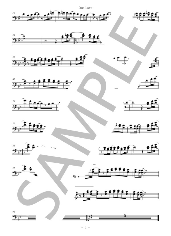 One Love(メロディー譜:トロンボーン） (嵐) / 中〜上級 - サンプル譜面 2/2