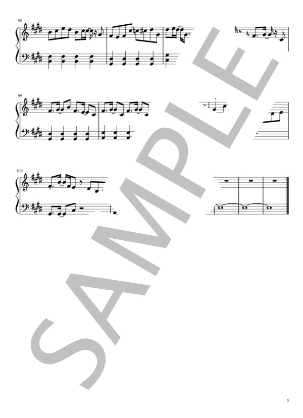 ハルジオン（初～中級）ピアノ (YOASOBI) / ピアノソロ 入門 - サンプル譜面 5/5