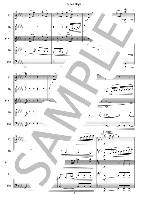 きよしこの夜 - 木管五重奏版 (フランツ・クサーヴァー・グルーバー) / アンサンブル木管 初〜中級 - サンプル譜面 3/5