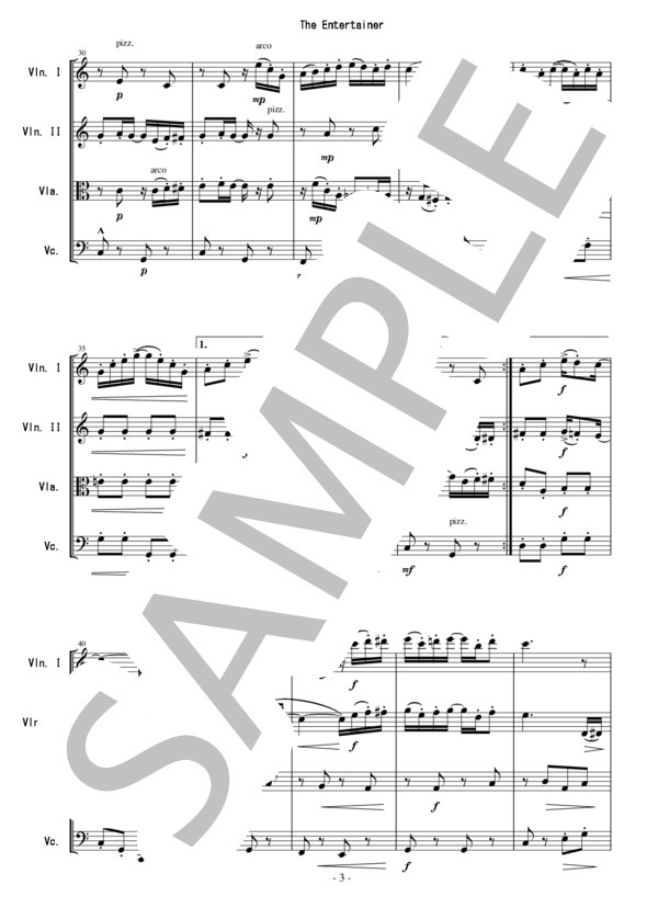 ジ・エンターテイナー - 弦楽四重奏版 (スコット・ジョプリン) / アンサンブル弦楽 初級 - サンプル譜面 3/5