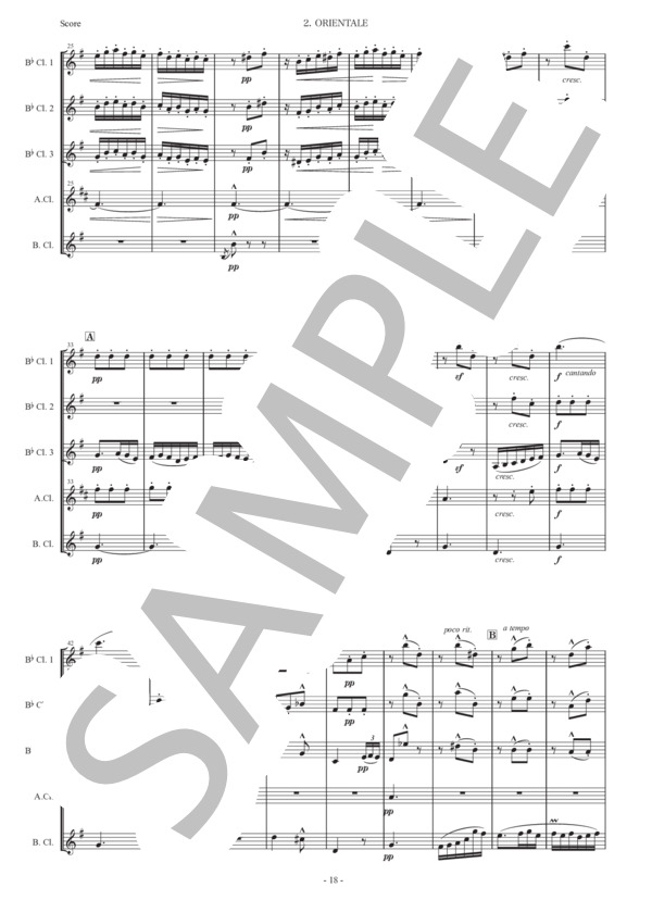 アルベニス「スペインの歌〜東洋風」クラリネット五重奏版 (イサーク・アルベニス) / 初〜中級 - サンプル譜面 2/5