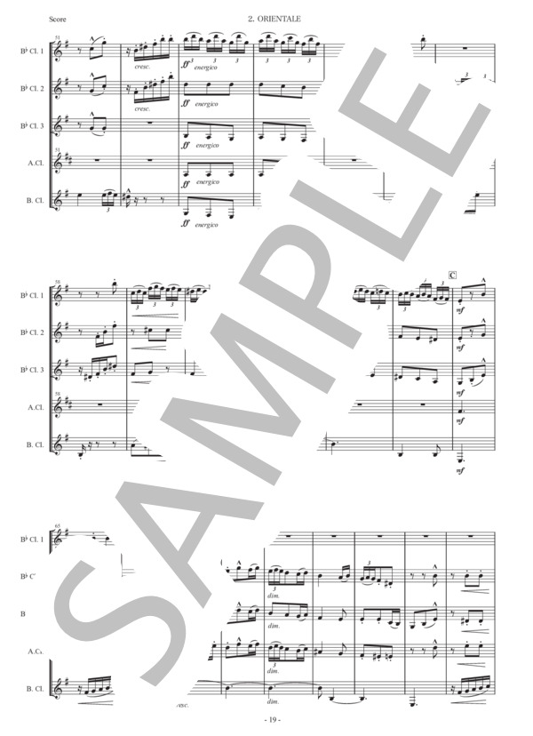 アルベニス「スペインの歌〜東洋風」クラリネット五重奏版 (イサーク・アルベニス) / 初〜中級 - サンプル譜面 3/5