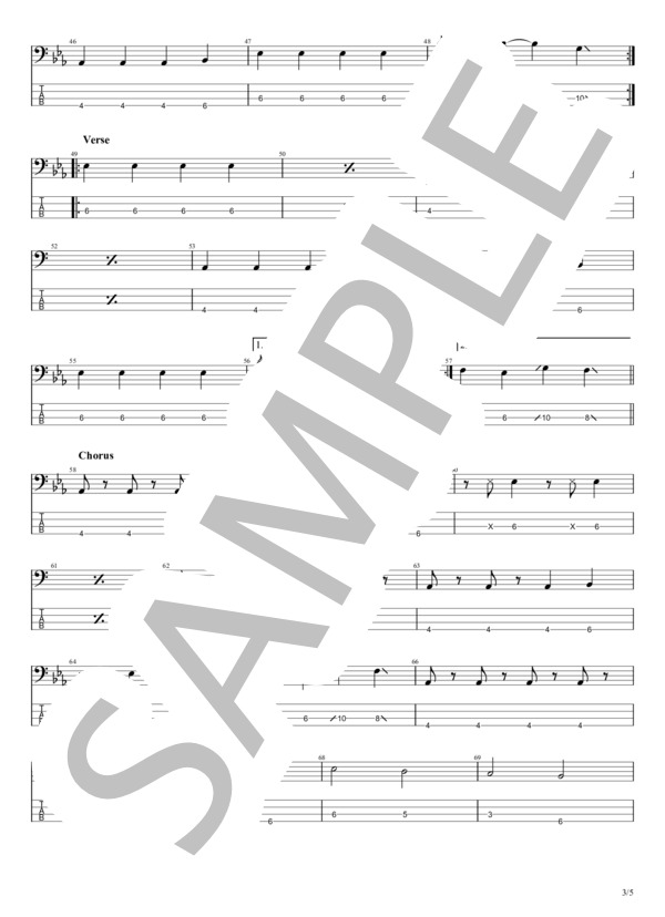 お別れの歌 (never young beach) / エレキベース 初〜中級 - サンプル譜面 3/5