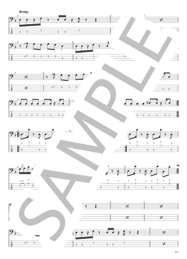 O.W.A. (Mega Shinnosuke) / エレキベース 中級 - サンプル譜面 2/4