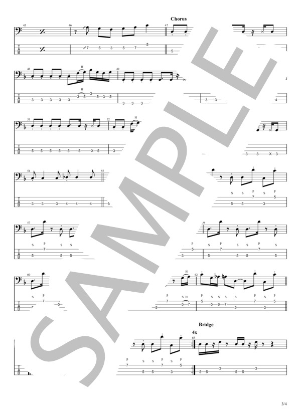 O.W.A. (Mega Shinnosuke) / エレキベース 中級 - サンプル譜面 3/4