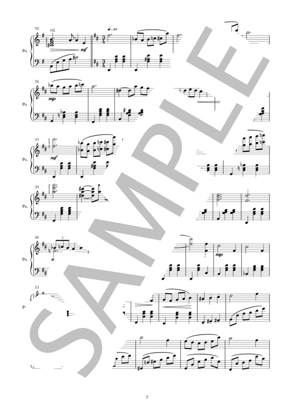 4つのピアノ独奏曲『はちのへ春夏秋冬組曲』より 紅のメロディー (佐々木 信綱) / ピアノソロ 中〜上級 - サンプル譜面 2/4