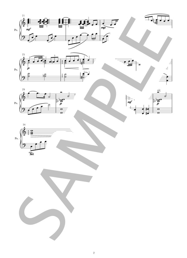 六月の風は微笑みに包まれて (佐々木 信綱) / ピアノソロ 初〜中級 - サンプル譜面 2/2