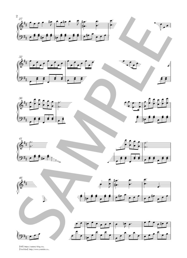 風の中のひまわり「凪のお暇」より (金井 太郎) / ピアノソロ 中〜上級 - サンプル譜面 2/4