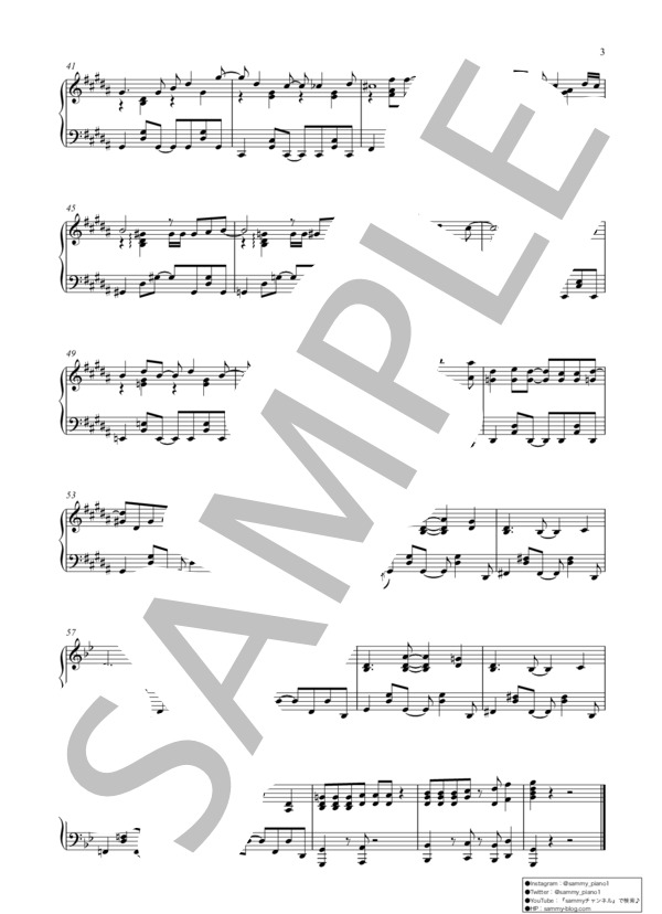 青春アミーゴ(short ver.)「野ブタ。をプロデュース」主題歌 (修二と彰) / ピアノソロ 中〜上級 - サンプル譜面 3/3