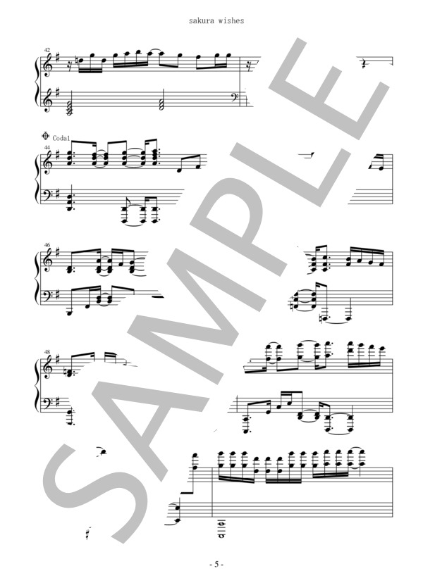 SAKURA WISHES まらしぃ / ピアノソロ 中級 - サンプル譜面 5/5