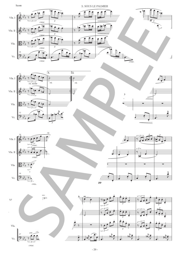 アルベニス「スペインの歌〜やしの木陰」弦楽四重奏版 (イサーク・アルベニス) / 初〜中級 - サンプル譜面 2/5