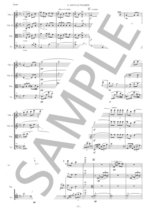 アルベニス「スペインの歌〜やしの木陰」弦楽四重奏版 (イサーク・アルベニス) / 初〜中級 - サンプル譜面 3/5