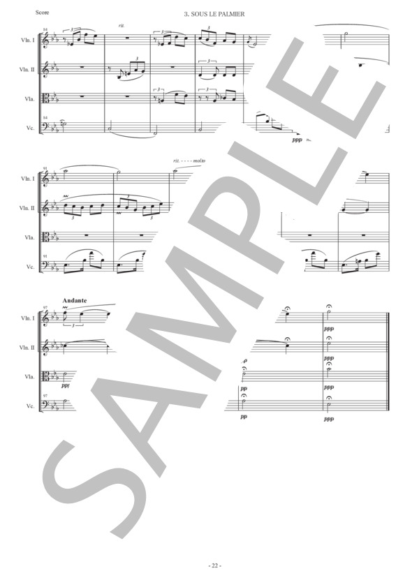 アルベニス「スペインの歌〜やしの木陰」弦楽四重奏版 (イサーク・アルベニス) / 初〜中級 - サンプル譜面 4/5