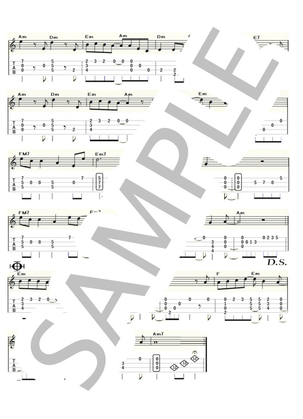 夏をあきらめて（ウクレレソロ / High-G,Low-G / 中級)-研ナオコ- (研 ナオコ) / 中級 - サンプル譜面 2/2
