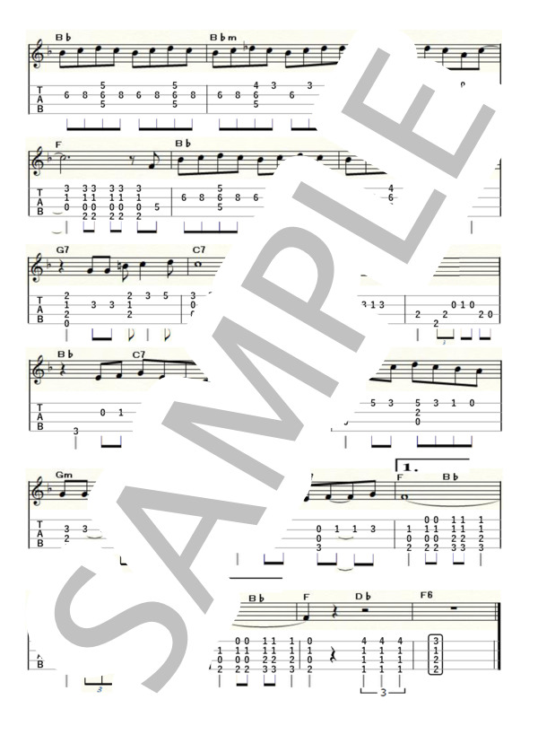 夜空を仰いで（ウクレレソロ / Low-G / 中級)-加山雄三- (加山 雄三) / 中級 - サンプル譜面 2/2