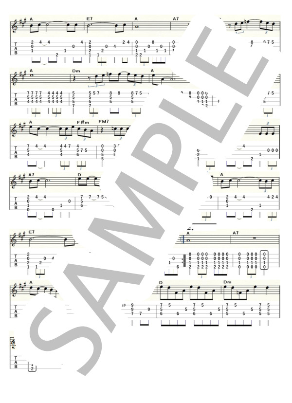 恋しくて（ウクレレソロ / High-G,Low-G / 中～上級)-BEGIN- / 中〜上級 - サンプル譜面 2/2