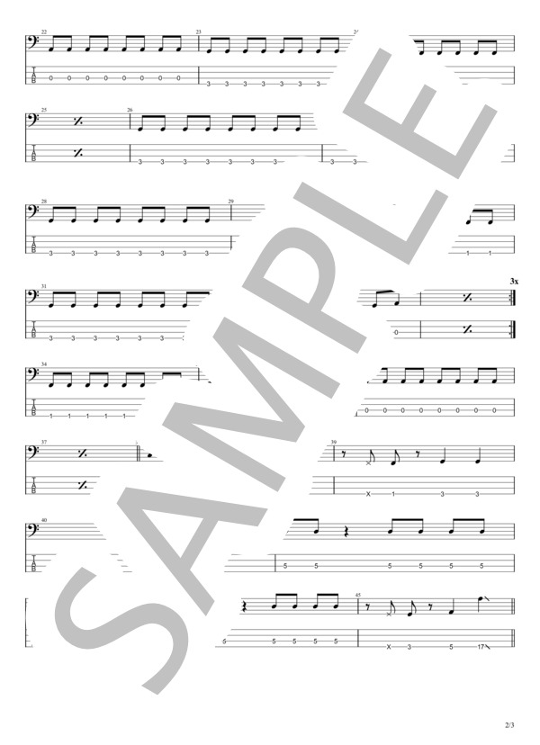 RATS (BOOWY) / エレキベース 入門〜初級 - サンプル譜面 2/3