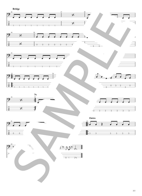 RATS (BOOWY) / エレキベース 入門〜初級 - サンプル譜面 3/3