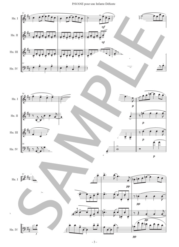 ラヴェル「亡き王女のためのパヴァーヌ」ホルン四重奏版 (モーリス・ラヴェル) / 初〜中級 - サンプル譜面 3/5