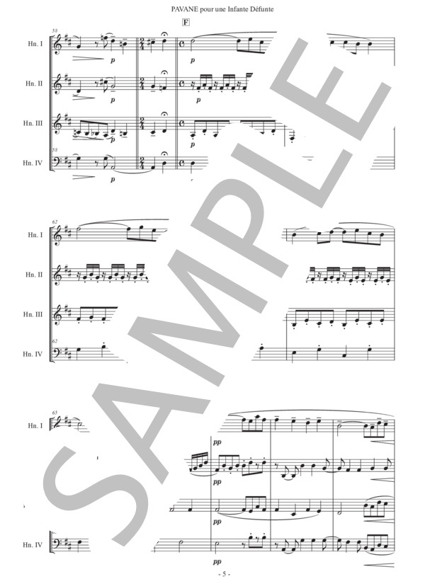ラヴェル「亡き王女のためのパヴァーヌ」ホルン四重奏版 (モーリス・ラヴェル) / 初〜中級 - サンプル譜面 5/5