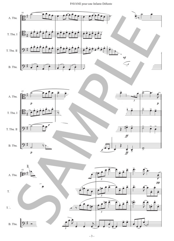 ラヴェル「亡き王女のためのパヴァーヌ」トロンボーン四重奏版 (モーリス・ラヴェル) / 初〜中級 - サンプル譜面 3/5