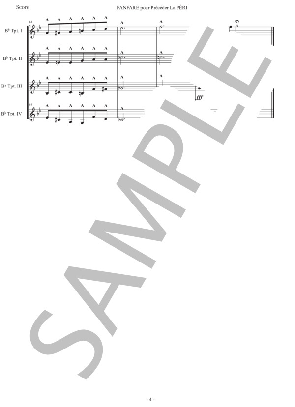 デュカス「ラ・ペリのファンファーレ」トランペット四重奏版 (ポール・デュカス) / 中級 - サンプル譜面 4/5