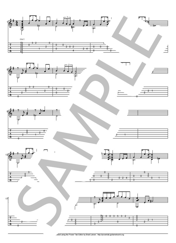 やさしいキスをして (DREAMS COME TRUE) / ギターソロ 初〜中級 - サンプル譜面 1/3