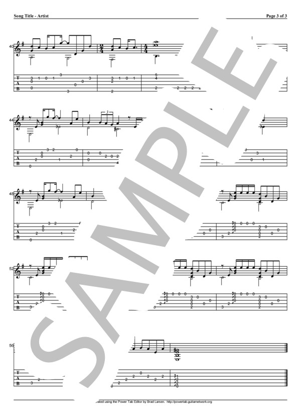 やさしいキスをして (DREAMS COME TRUE) / ギターソロ 初〜中級 - サンプル譜面 3/3