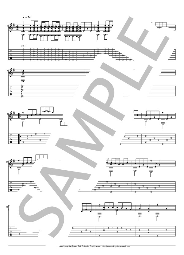 Good-bye Days (YUI) / ギターソロ 初〜中級 - サンプル譜面 1/4