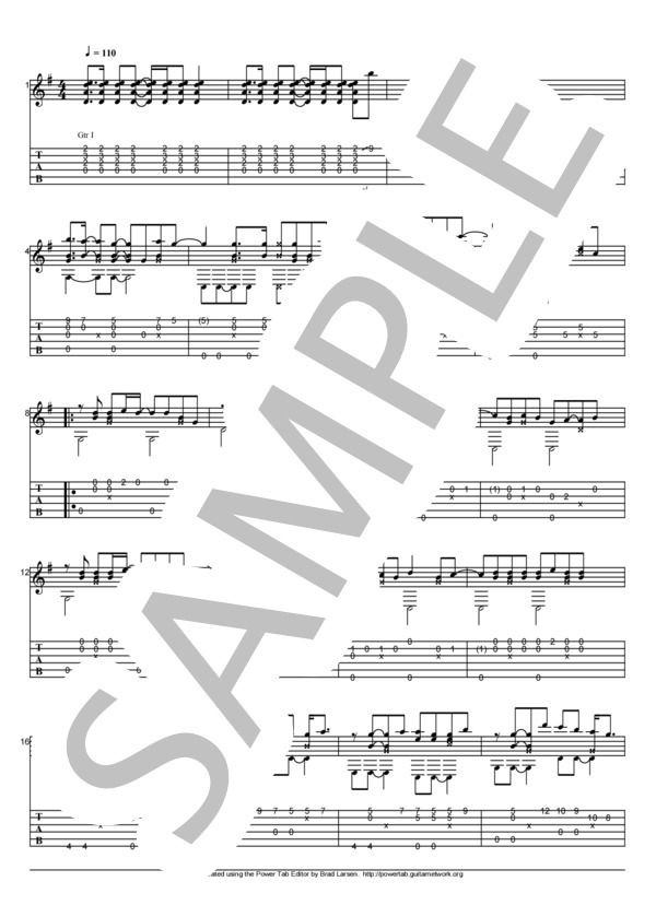 SUMMER SONG (YUI) / ギターソロ 中級 - サンプル譜面 1/4