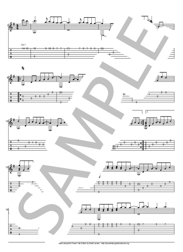 手紙 〜拝啓 十五の君へ〜 (アンジェラ・アキ) / ギターソロ 初〜中級 - サンプル譜面 1/5