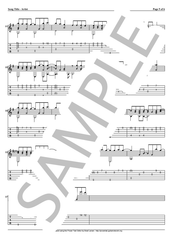 手紙 〜拝啓 十五の君へ〜 (アンジェラ・アキ) / ギターソロ 初〜中級 - サンプル譜面 5/5