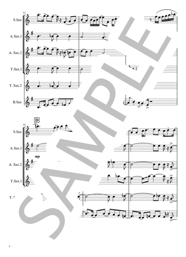 昼休みのエスプレッソ ~サキソフォン6重奏~ (お茶漬け) / アンサンブル木管 中級 - サンプル譜面 4/5